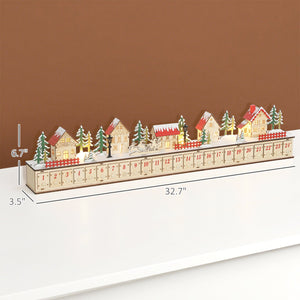English Elm Christmas Village Advent Calendar 24 Drawer Wood Finish Led Mantel Holiday Display T3971P381404