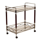 OSP Home Furnishings Melrose Serving Cart Antique Brush Metal & Walnut Finish Wood