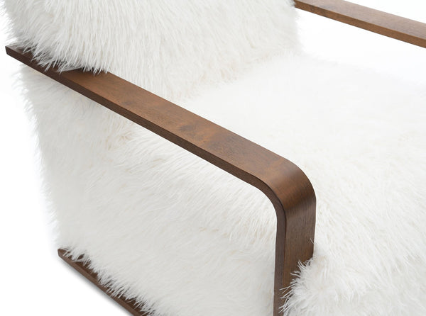 English Elm Contemporary Sculpted Barrel-Back Arm Chair with Smooth Casters, Neutral Textured Upholstery, Stylish Accent Seating White 29 L x 36 W x 33 H B2741P401377