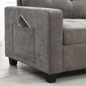 English Elm [new U-shaped Chenille Sectional Six Seat Tufted Couch with Usb Charging Storage Gray N723S1191E