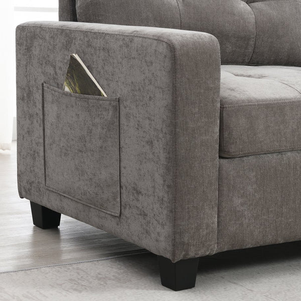 English Elm [new U-shaped Chenille Sectional Six Seat Tufted Couch with Usb Charging Storage Gray N723S1191E