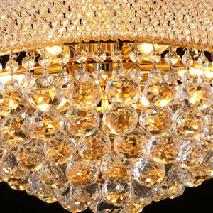 English Elm 18-Inch Gold Crystal Chandelier 9-Light French Empire 3-Tier Elegance with 9 LED Bulbs 3000K Warm W2869P411734