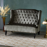 Christopher Knight Home® - Noble House - Leora Modern Glam Tufted Velvet Wingback Loveseat