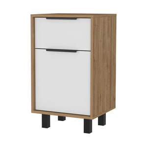 English Elm Luxor Z Nightstand with Superior Top, Drawer & Cabinet Storage, Modern White Pine Finish, 16.2x14.3x27.5 in Multicolor 26 L x 18 W x 4 H B128P148937