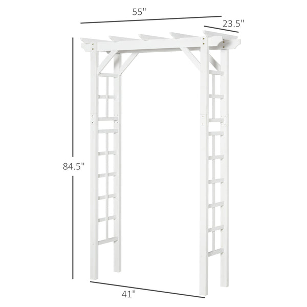 English Elm Outsunny Carbonized Fir Wood Garden Arbor Arch with Lattice Roof for Climbing Vines W2225P174423