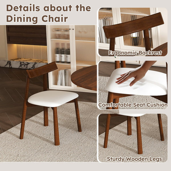 English Elm 43 Inch Foldable Mdf Dining Set with Pu Cushioned Solid Wood Chairs Space Saving Walnut W2700S00128