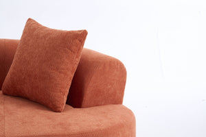 English Elm Crescent-shaped Curved Chenille Loveseat Low Profile Deep Seat Modern Living Room Sofa Orange W5188P450351