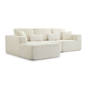 English Elm 109'' Modular Cloud Sectional Corduroy Couch Deep Seat L-shape for Living Room W1117S00311