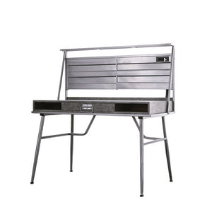 English Elm Modern Wrought Metal Industrial Computer Desk 47" L with USB Port, Drawer, 2 Shelves, Corrugated Backpanel B2741P340568