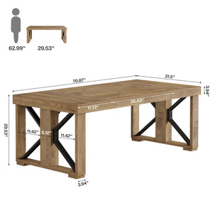 English Elm Home Executive Desk with Warm Brown Wood Grain Finish for Modern Spacious Workspaces T3971P463823