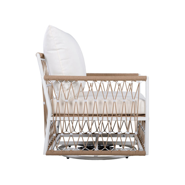 English Elm Christopher Knight Home® - 3-Piece Bohemian Outdoor Furniture Set - Swivel Chairs & Glass Table - Stylish, Durable, Waterproof Cushions N767P306731B_N767P306733B