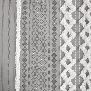 English Elm Cotton Imani Printed Chenille Comforter Set Full/Queen — Mid-Century Geometric Texture, OEKO-TEX Certified, Soft breathable cotton Gray 21.65 L x 22.83 W x 9.45 H B035128798