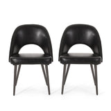 Christopher Knight Home® - Noble House - Abbeville Contemporary Open Back Dining Chairs, Midnight Black And Gun Metal - Set Of 2