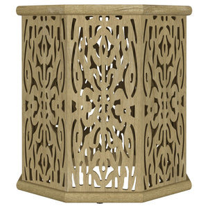 English Elm Watsonville Octagonal Mango Wood Side Table — Carved Boho Drum Accent, Natural Finish, 18"H B062P299977