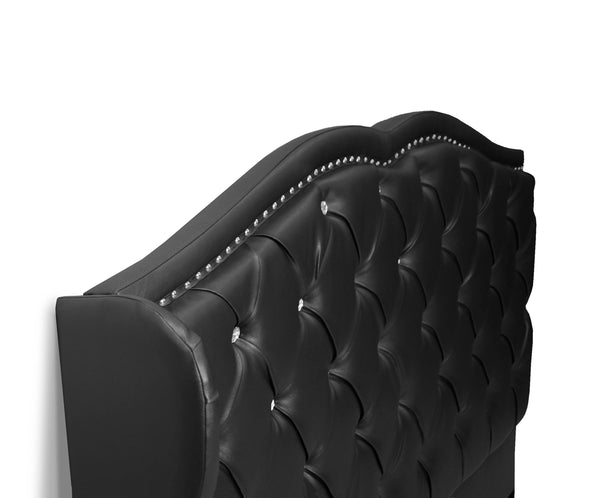 English Elm FULL Faux Leather Full Bed in Black with Solid Wood Frame, 50" Headboard, Modern Durable Design B089S00128