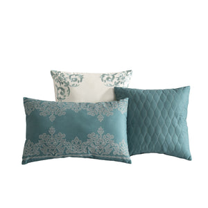 English Elm Marana Textured Medallion 9-PC Queen Comforter Set Teal Blue - Woven Jacquard Oversized, Washable B340P341919