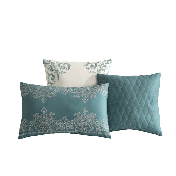 English Elm Marana Textured Medallion 9-PC Queen Comforter Set Teal Blue - Woven Jacquard Oversized, Washable B340P341919