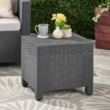 Christopher Knight Home® Waverly Outdoor Wicker Side Table - Durable Polypropylene, Various Finishes, Minimalist Design, 19.75 x 19.75 x 17.00