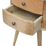 English Elm Solid Wood Rounded Nightstand Table