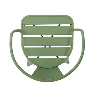 English Elm Colmar Outdoor Iron Bistro Set Powder Coated Slatted Armchairs Round Patio Table Green 56558.00MCG