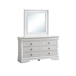 English Elm Verona Pearl White Chest with Dovetail Drawers, Metal Guides, Gold Crystal Handles, Ready-Assembled White 18 L x 59 W x 37 H B078P384069