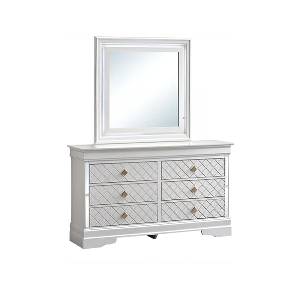 English Elm Verona Pearl White Chest with Dovetail Drawers, Metal Guides, Gold Crystal Handles, Ready-Assembled White 18 L x 59 W x 37 H B078P384069