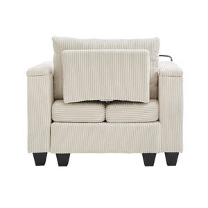 English Elm Convertible Chaise Lounge Sofa Bed With Usb Ports, Cup Holders & Storage For Stylish Comfort N719S002021A