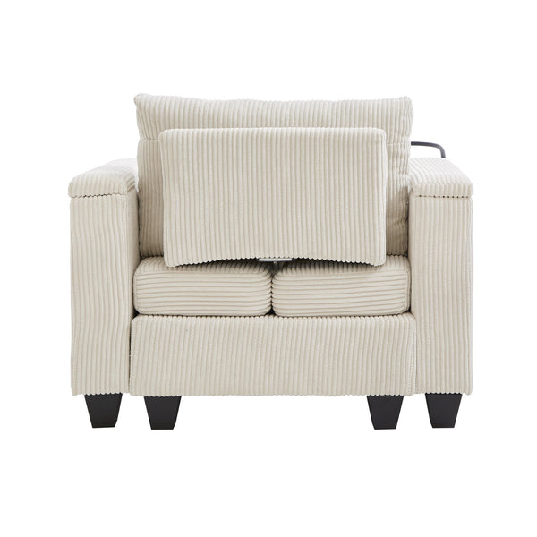 English Elm Convertible Chaise Lounge Sofa Bed With Usb Ports, Cup Holders & Storage For Stylish Comfort N719S002021A
