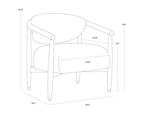 Sunpan SIGRID Lounge Chair - Elegant Light Oak Frame with Monument Oatmeal Upholstery for Stylish Comfort 112153