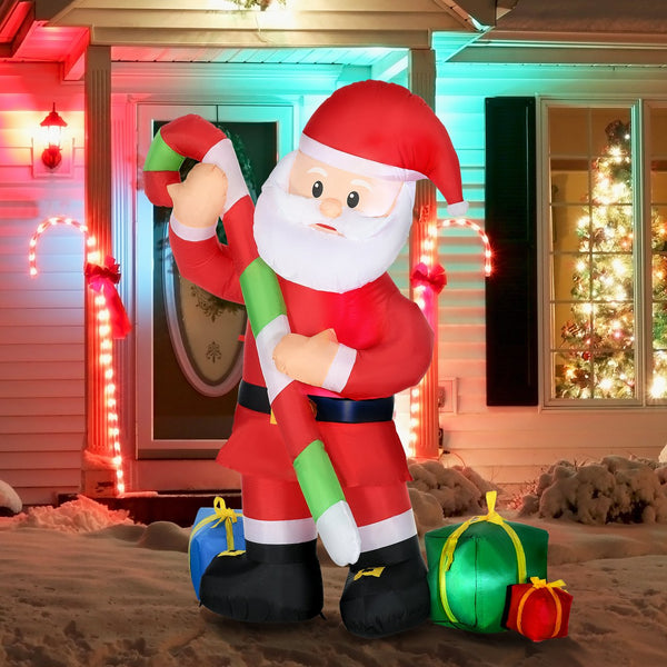English Elm Homcom 6 Foot Inflatable Santa Claus Led Lit Outdoor Holiday Yard Display Decor W2225P229257