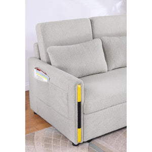 English Elm Teddy Velvet Sleeper Loveseat with Dual-Pull Convertible Bed, Plush Double Back, Side Pockets for Storage - Beige B016P392810