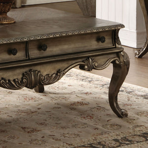 English Elm Vintage Oak Elegant Sofa Table with Dual Drawers, Full-Extension Glides & Bottom Shelf for Display and Storage B062P209111