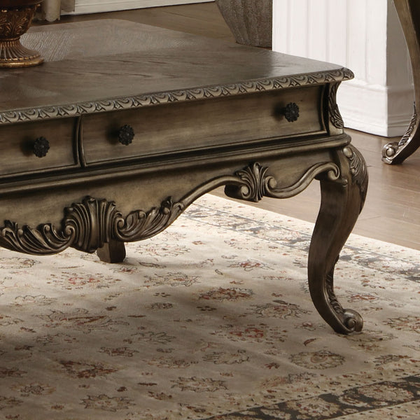 English Elm Vintage Oak Elegant Sofa Table with Dual Drawers, Full-Extension Glides & Bottom Shelf for Display and Storage B062P209111