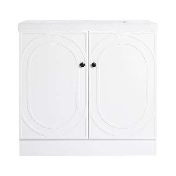 English Elm 36" Freestanding Bathroom Vanity with Resin Sink, Soft-Close Doors, Adjustable Shelf & Metal Handles White W999S00273