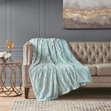 Madison Park Zuri Glam/Luxury Oversized Faux Fur Throw MP50-7193 Aqua