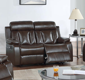 English Elm Recliner Manual Motion Loveseat with USB Ports, Gel Leatherette, Plush Pillow Arms & Vertical Stitching B089P240474