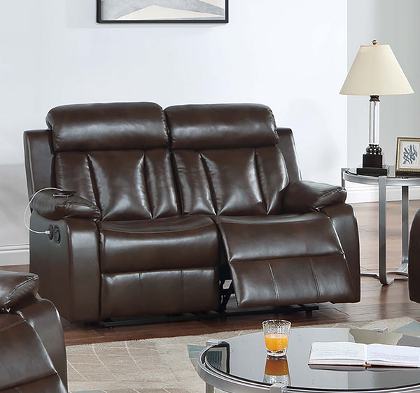 English Elm Recliner Manual Motion Loveseat with USB Ports, Gel Leatherette, Plush Pillow Arms & Vertical Stitching B089P240474