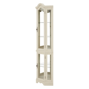 English Elm Lighted Corner Curio Cabinet With Adjustable Shelves & Integrated Lighting - Elegant White Oak Display W1758P300125