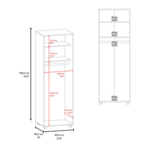 English Elm White 2-Door Armoire with Hanging Rod and Shelves — Tall 70.9" White Closet Cabinet for Chic Storage B062S00621
