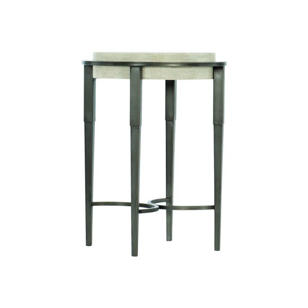 Bernhardt Bernhardt Barclay Accent Table With Honed Travertine Top & Antique Pewter Base, 18" Square 512112