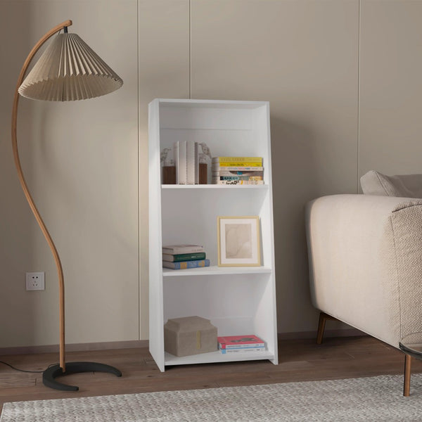 English Elm White Elegant Bookcase With Three Open Shelves - Perfect For Stylish Storage In Any Room! B062P252200-GIGA