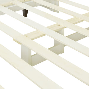 English Elm Christopher Knight Home® - Queen Upholstered Bed Frame with 2 Nightstands, 108" Headboard, Floating Shelves, White Brown Finish N758Q080001W