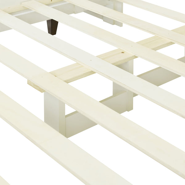 English Elm Christopher Knight Home® - Queen Upholstered Bed Frame with 2 Nightstands, 108" Headboard, Floating Shelves, White Brown Finish N758Q080001W