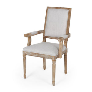 English Elm Christopher Knight Home® - Upholstered Dining Chair Set of 2 with Rubber Wood Legs, French Country Queen Anne Style Comfort and Flair Light Grey+Natural 71239.00LGRYNTL