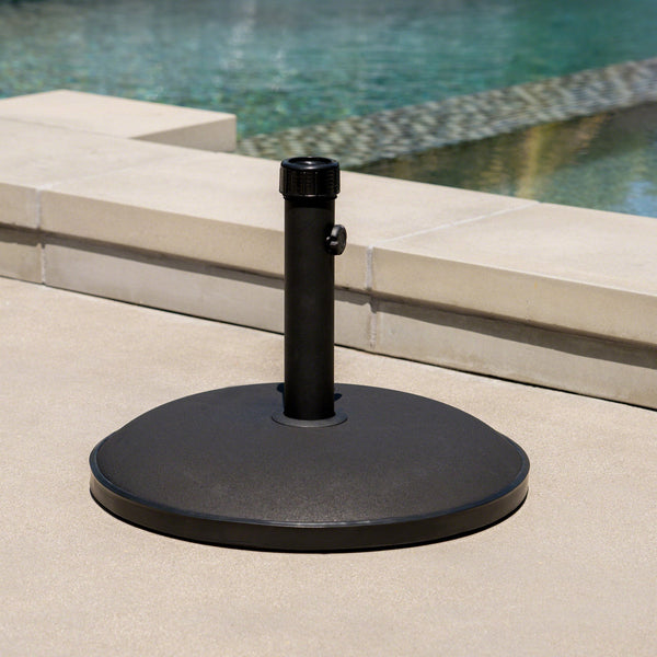 English Elm Christopher Knight Home® - UM-HOLDER heavy-duty round concrete base 55 lbs for umbrella stability, low-profile 25.25x22.5x4.8 inches Black 54756.00BLK
