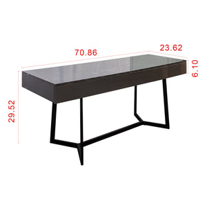 English Elm Modern Black Elegant 70.87" Computer Desk with Y-Shape Metal Legs, Spacious Top for Work & Study W331P286651