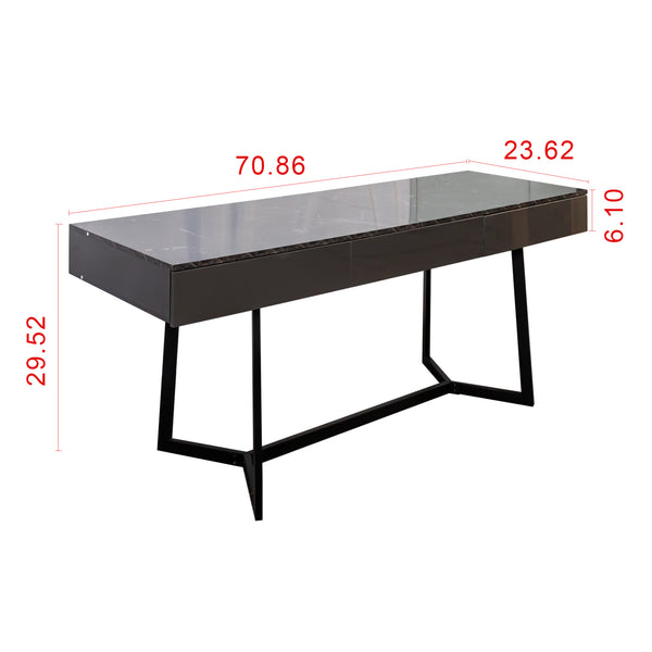 English Elm Modern Black Elegant 70.87" Computer Desk with Y-Shape Metal Legs, Spacious Top for Work & Study W331P286651