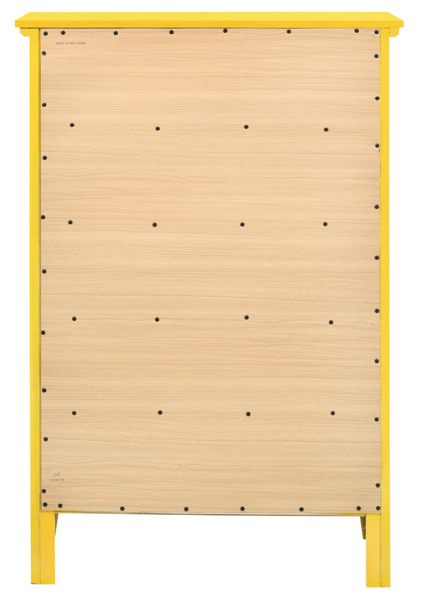 English Elm Hammond G5402-CH Chest in Vibrant Yellow — 48"H Dovetailed Drawers, Nickel Hardware, Compact Storage B078108297