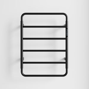 English Elm 18.7" Heated Towel Rack with Touchscreen Timer, 6-Bar Stainless Steel 150W Rapid Warm Carbon Fiber Black T3177P305026