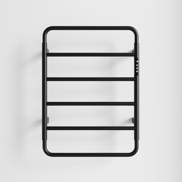 English Elm 18.7" Heated Towel Rack with Touchscreen Timer, 6-Bar Stainless Steel 150W Rapid Warm Carbon Fiber Black T3177P305026